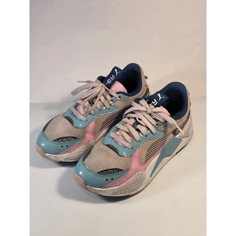 Puma RS-X Low Cut Running Shoes Blue/ Pink Youth Grils‎ Size 6C RS-X 385769-01